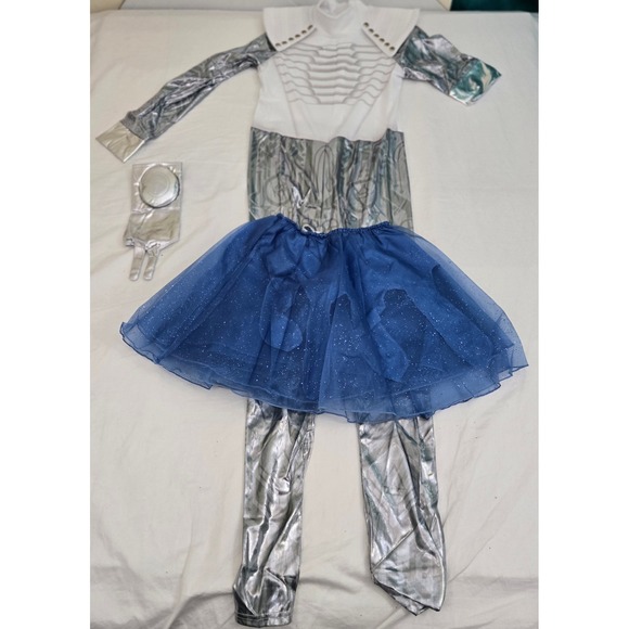 Disney Zombies 3 Addison Alien Costume Girls 8-10 Light Up Skirt Jumpsuit Silver - Picture 4 of 8